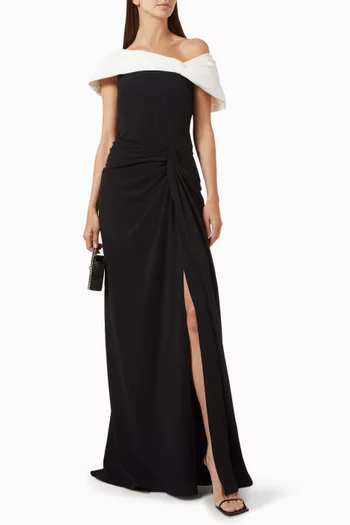 Perkins Asymmetric Gown in Stretch-crepe