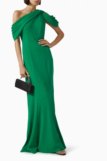 Copley Shoulder Drape Gown in Crepe