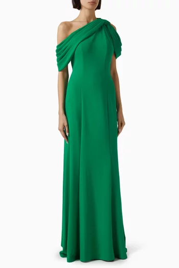 Copley Shoulder Drape Gown in Crepe