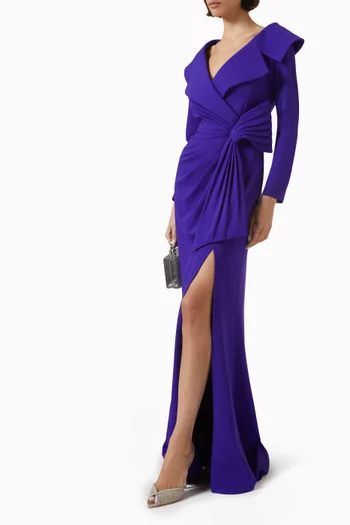 Boleyn Portrait-collar Gown in Stretch-crepe