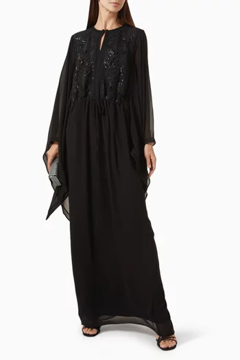 Lace-embroidered Kaftan in Chiffon