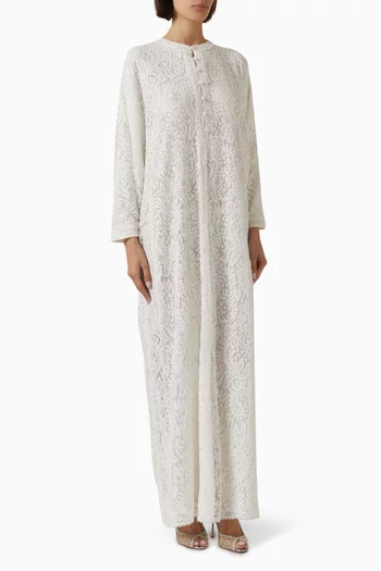 Rhinestone-trim Kaftan in Lace