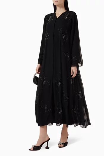 Multi-stone & Bead Embellished Abaya in Chiffon