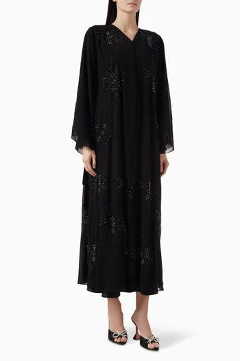 Multi-stone & Bead Embellished Abaya in Chiffon