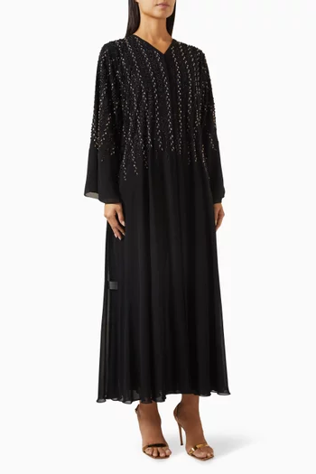 Stone Embellished Abaya in Double Chiffon