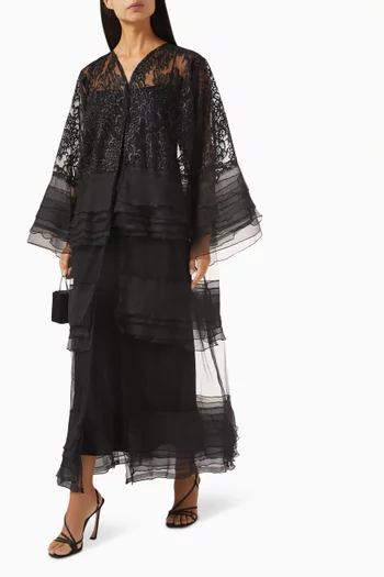 Stone-embellished Abaya in Chiffon