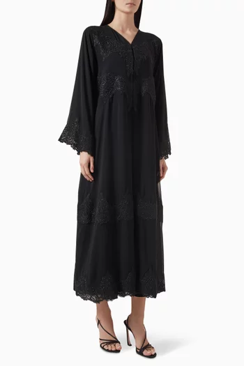 Multi-stone & Bead Embellished Abaya in Chiffon
