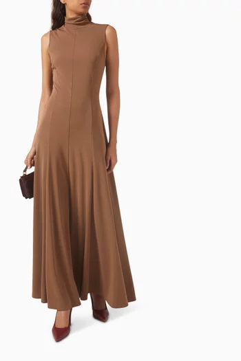 High-neck Maxi Dress in Crepe