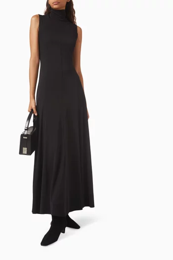 High-neck Maxi Dress in Crepe