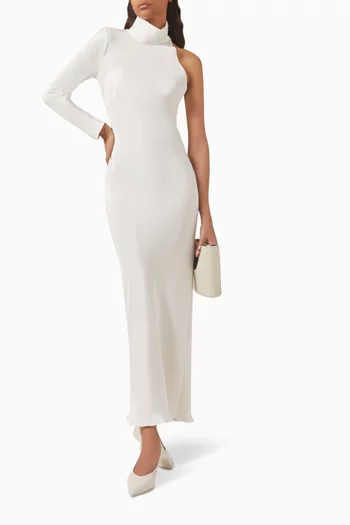 One-shoulder Dress in Mulberry-silk