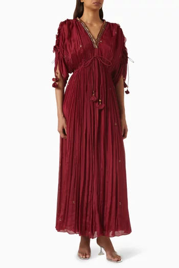 3D Hand-embroidered Tassel Dress in Chiffon