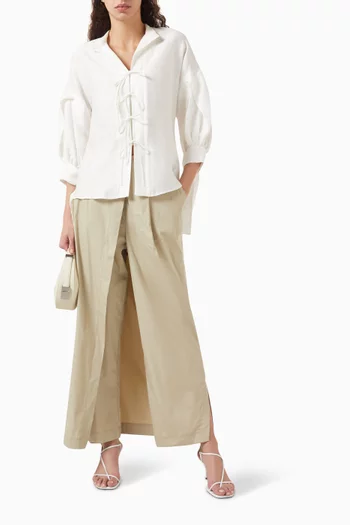 Tie-up Top in Linen-blend