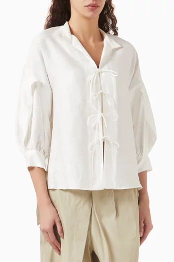 Tie-up Top in Linen-blend