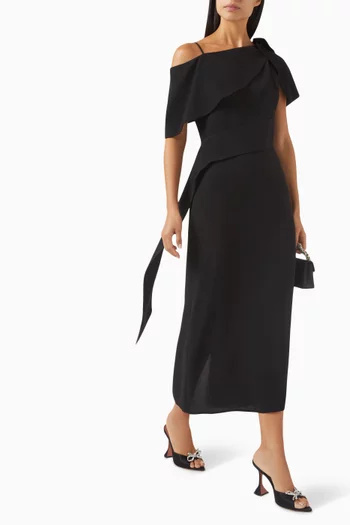 Tie-up Belted Midi Dress