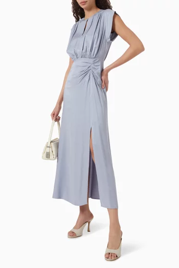 Gathered Midi Dress in Viscose-blend