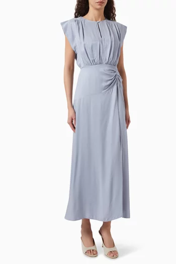 Gathered Midi Dress in Viscose-blend
