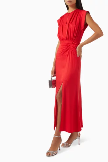 Gathered Midi Dress in Viscose-blend