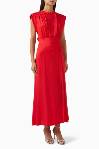 Gathered Midi Dress in Viscose-blend