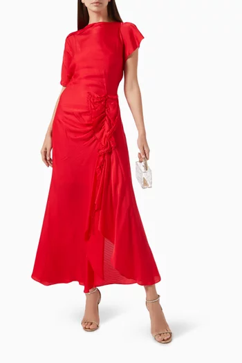 Ruched Midi Dress in Viscose