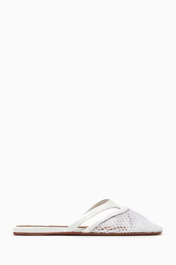 Fishnet Slippers in Mesh & Patent Leather