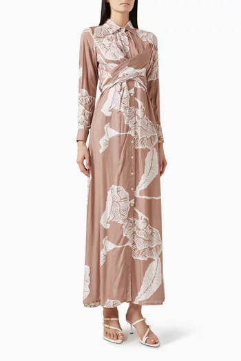 Floral Wrap Shirt Maxi Dress in Muslin