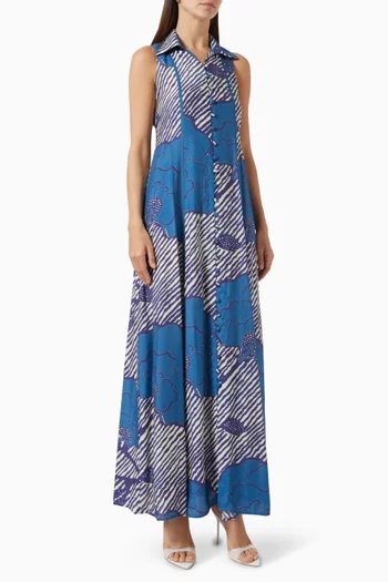 Floral Shirt Maxi Dress in Muslin