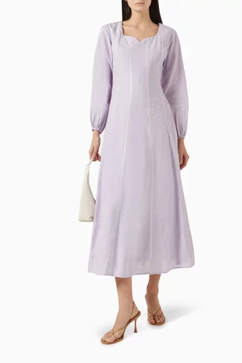 Embroidered Maxi Dress in Linen