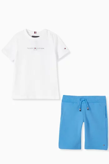 T-Shirt & Sweat Shorts Set in Cotton-blend