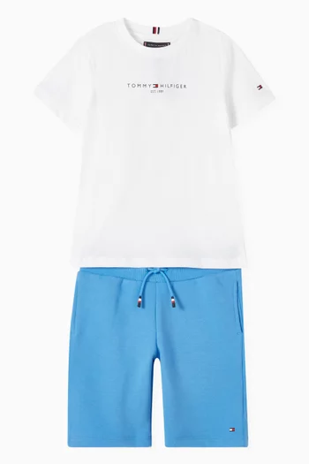 T-Shirt & Sweat Shorts Set in Cotton-blend