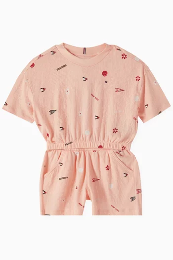 All-over Print T-shirt & Shorts Set in Viscose Blend