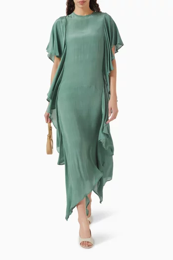 Frill Boxy-fit Dress in Crepe