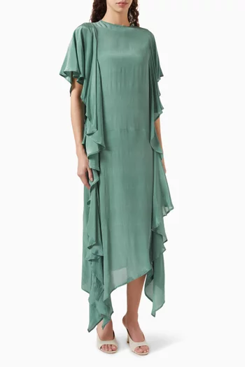 Frill Boxy-fit Dress in Crepe