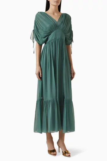 Ruched Maxi Dress in Georgette
