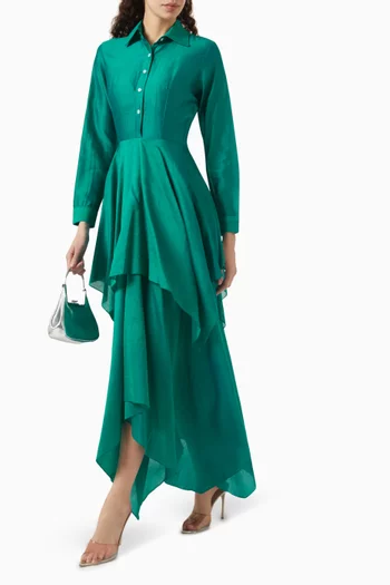 Layered Collared Dress in Chanderi