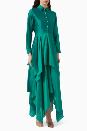 Layered Collared Dress in Chanderi