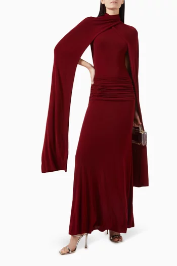 Valeris Cape Maxi Dress in Jersey
