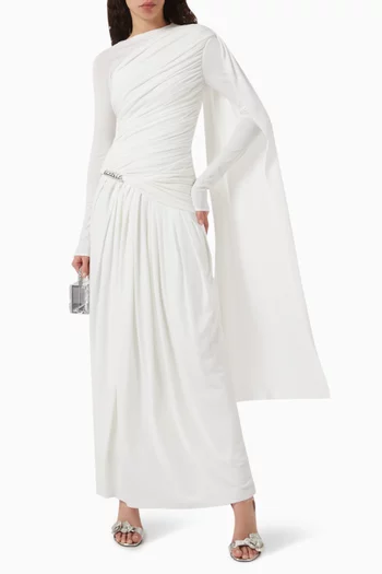 Vortex Ruched Maxi Dress in Stretch Crepe