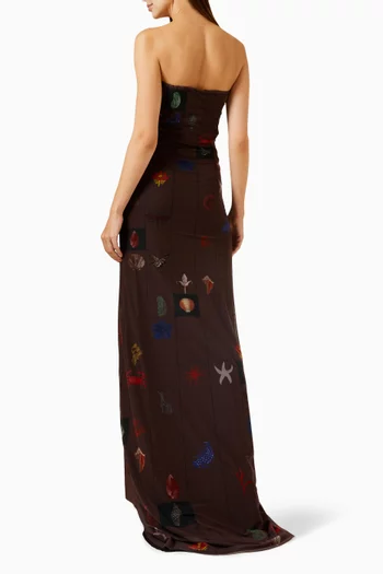 Balance Tattoo Maxi Dress in Tulle-jersey