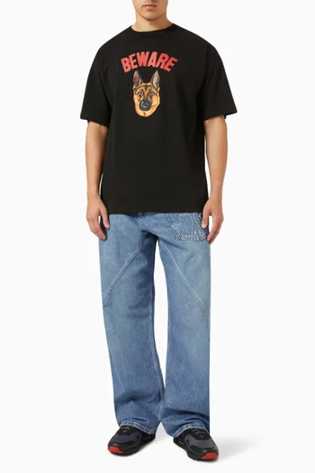 تي شيرت بطبعة عبارة Beware قطن
