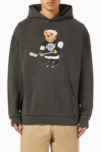 Hockey Bear Hoodie in Cotton Jersey