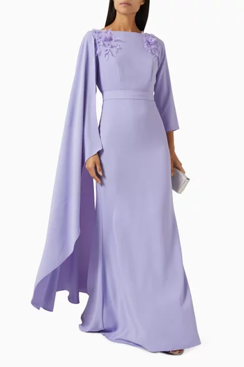 Floral-appliqué Maxi Dress