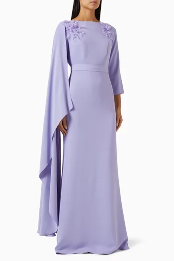 Floral-appliqué Maxi Dress