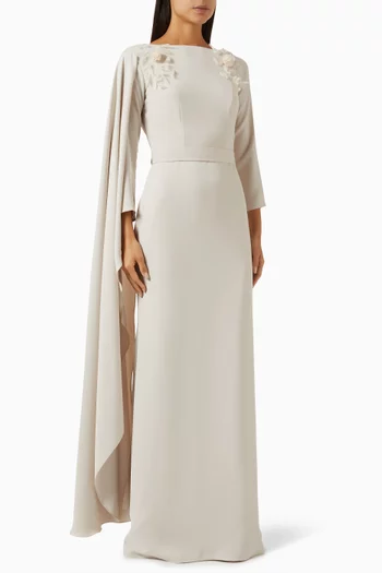 Floral-appliqué Maxi Dress