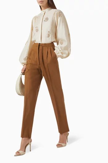 Edere Tie-up Pants in Wool-silk