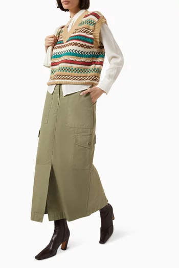 Calais Midi Skirt in Cotton-canvas