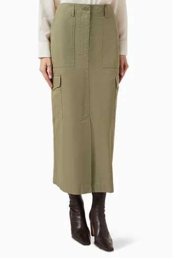Calais Midi Skirt in Cotton-canvas