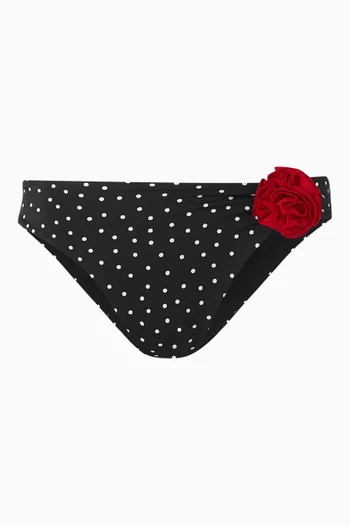 Acapulco Rose-appliqué Bikini Briefs in ECONYL®