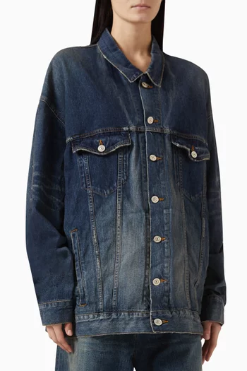 Tape Type Oversized Jacket in Denim
