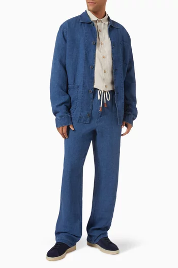 Fabien Wide-leg Pants in Denim-linen