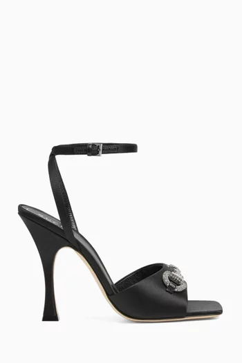 105 Crystal-embellished Horsebit Sandals in Satin